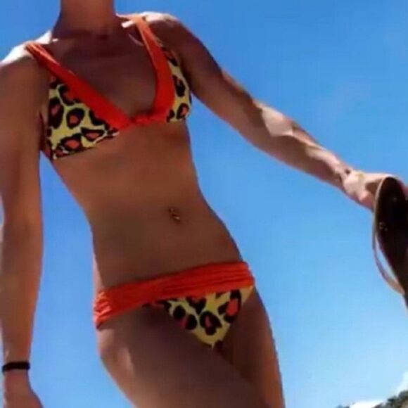 L*Space Orange Leopard Print Cheeky Bikini Bottom - Picture 2 of 7